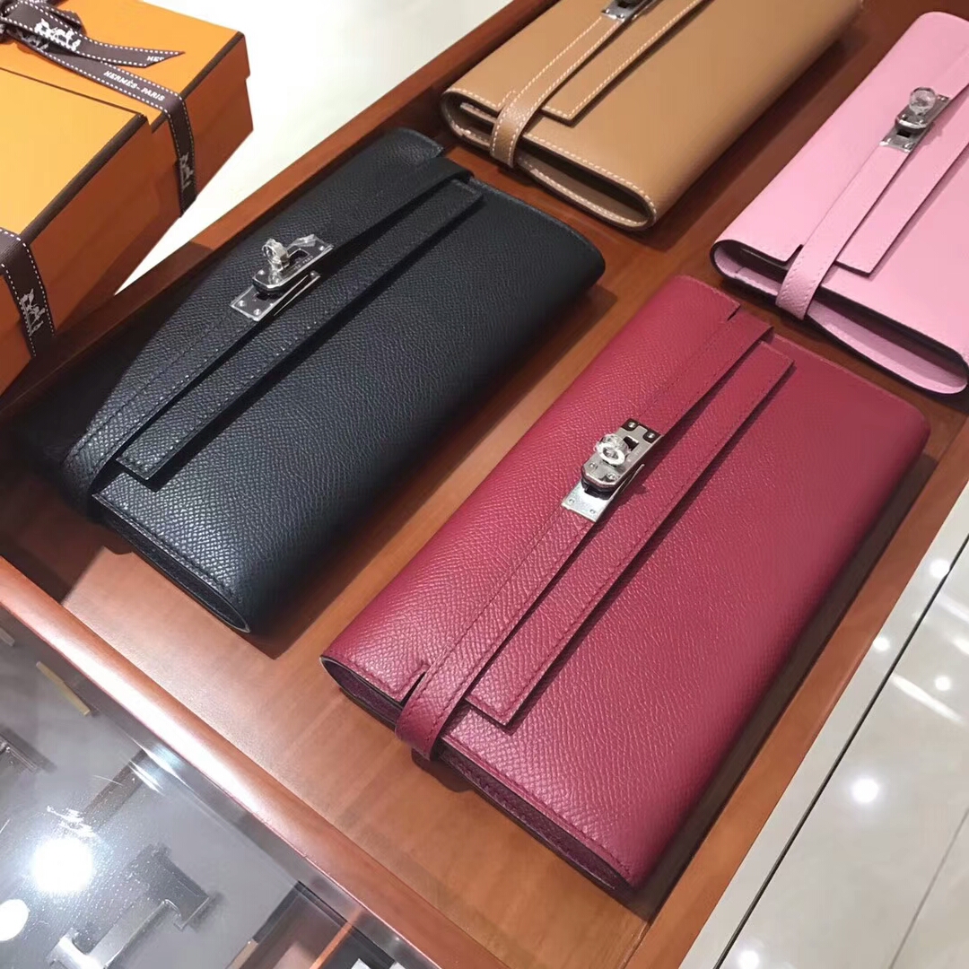 HERMES 爱马仕 Kelly Wallet 凯莉长款钱包 5p 樱花粉/BLACK 黑色/b5 ruby 宝石红/ck37 金棕色 gold