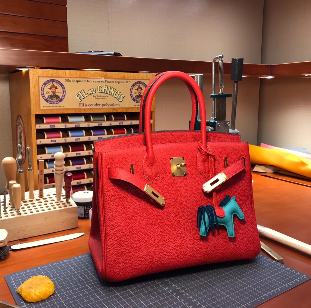 爱马仕 HERMES 铂金包 Birkin 30cm 配全套专柜原版包装 全球发售 S5 番茄红 Rouge Tomate 荔枝纹