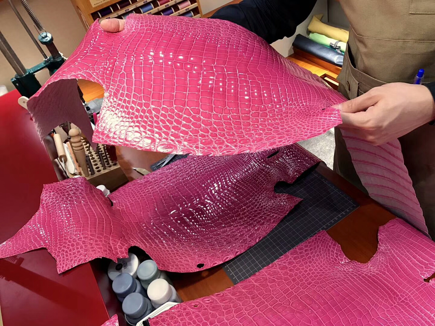 5J 桃粉色 桃红色 Fuschia Pink 铂金款 密西西比 鳄鱼皮 选皮 做包