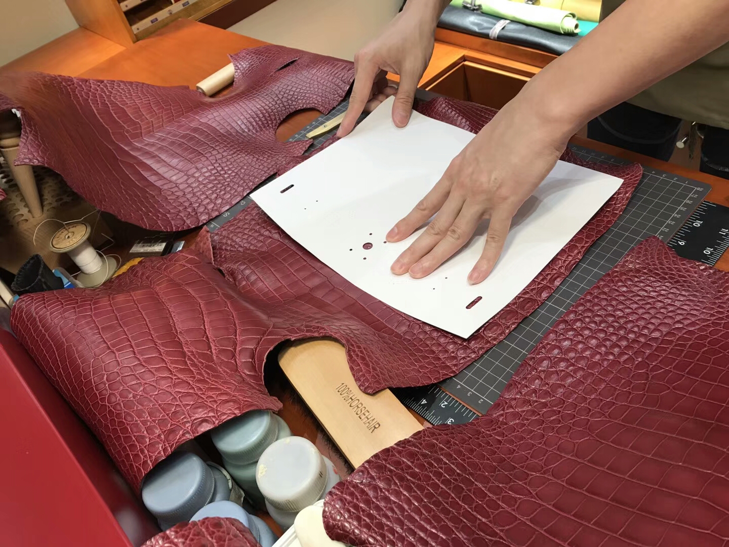 铂金款 密西西比 鳄鱼皮 选皮 做包 CC55 Rouge H 爱马仕红