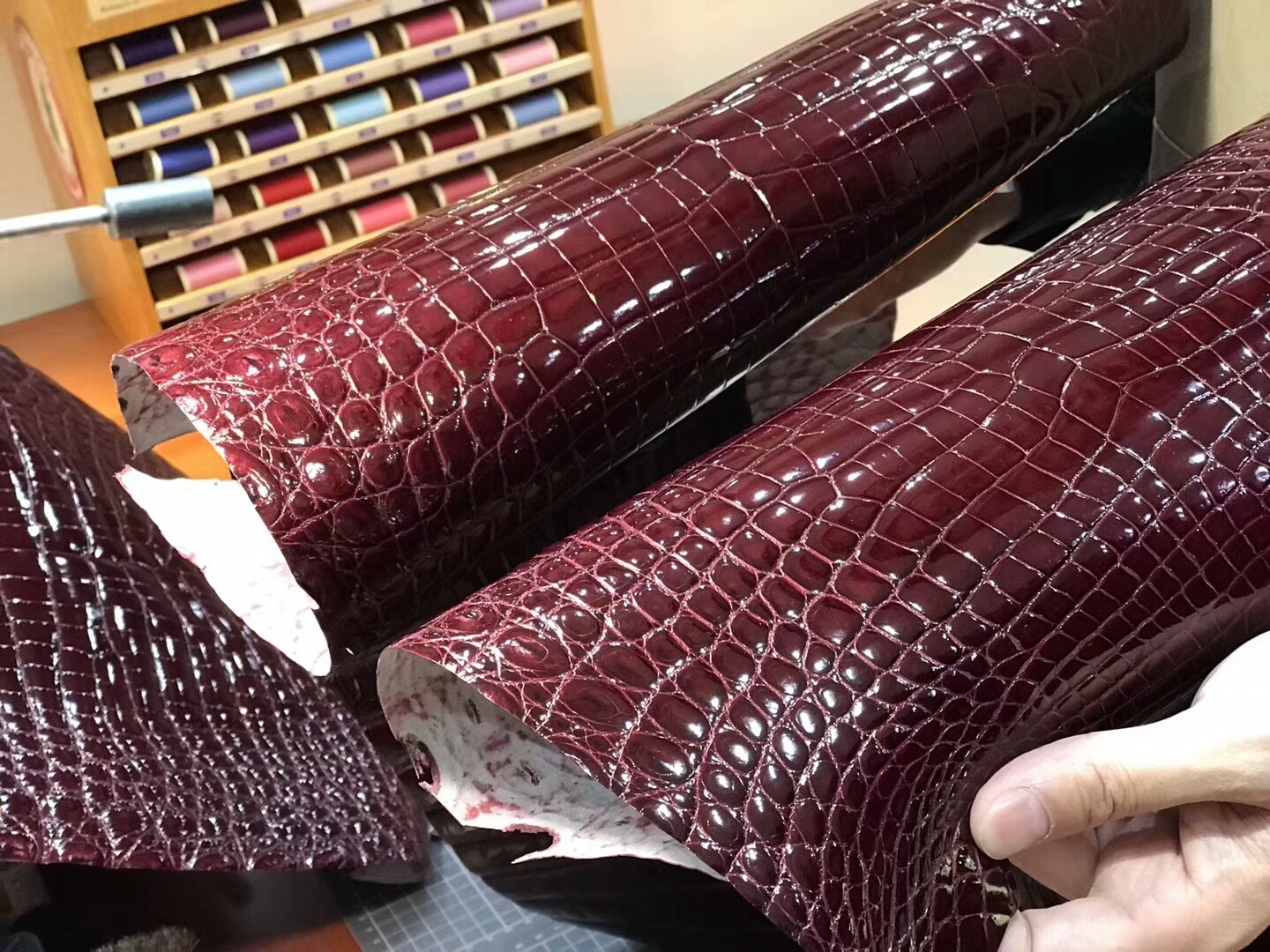 F5 勃艮第酒红色 Bourgogne 铂金款 密西西比 鳄鱼皮 选皮 做包