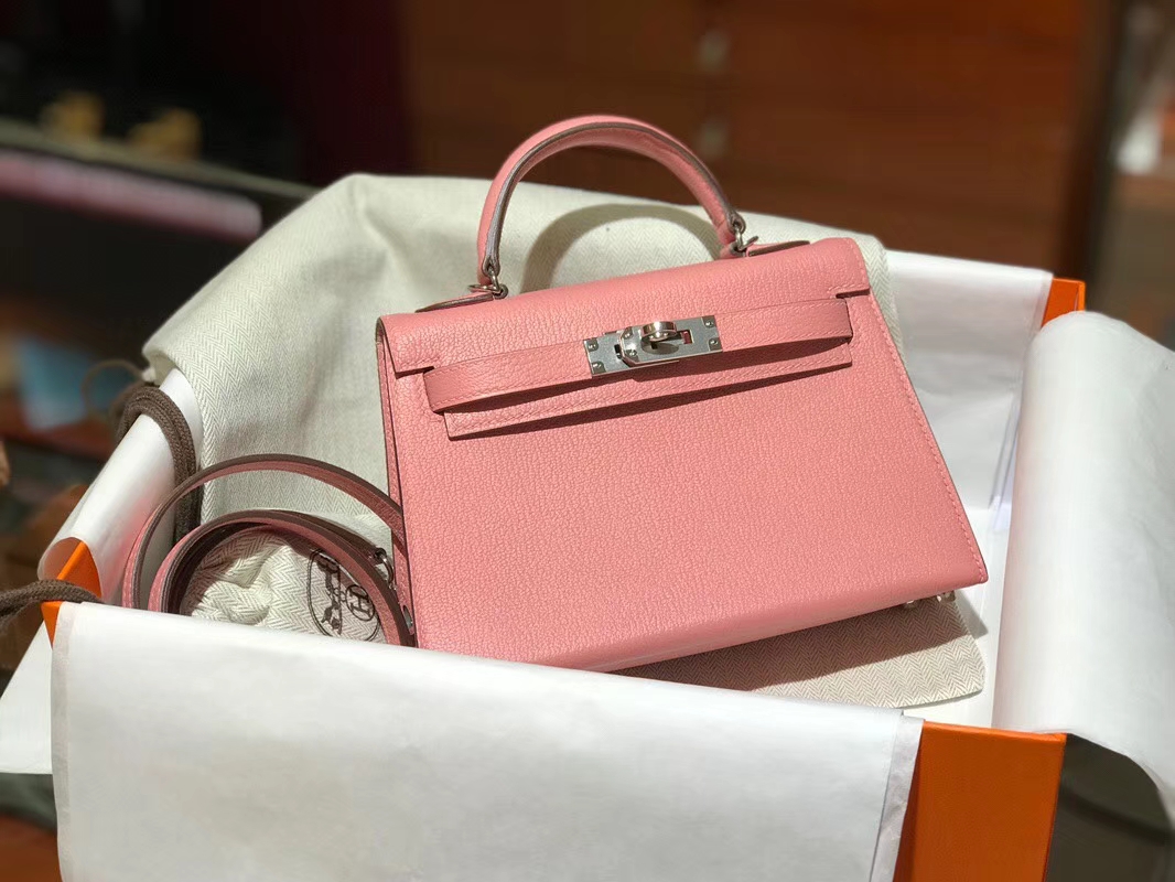 HERMES 爱马仕 Mini Kelly || 20cm 山羊皮 3Q 奶昔粉