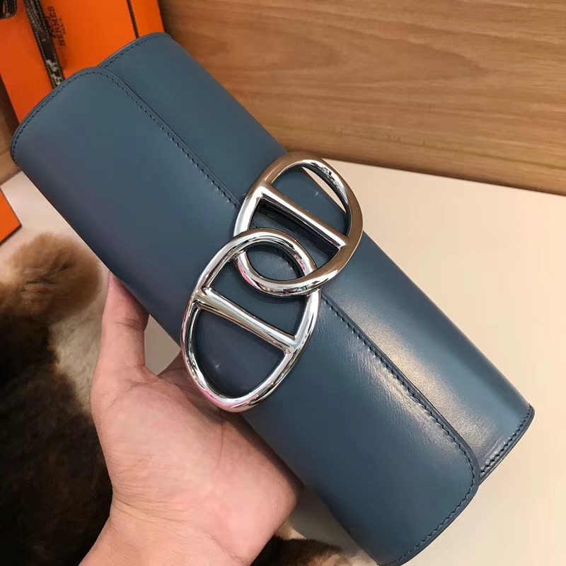 Egee Clutch 猪鼻子手拿包 N7 风暴蓝 blue tempete 灰蓝 HERMES 爱马仕 配全套专柜原版包装 全球发售