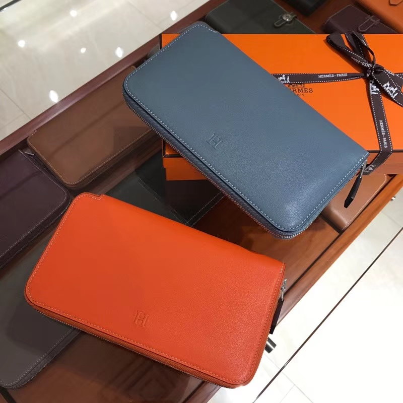 HERMES 长款拉链钱包 CC93 Orange 橙色 橘色/n7 风暴蓝 blue tempete 灰蓝色 配全套专柜原版包装