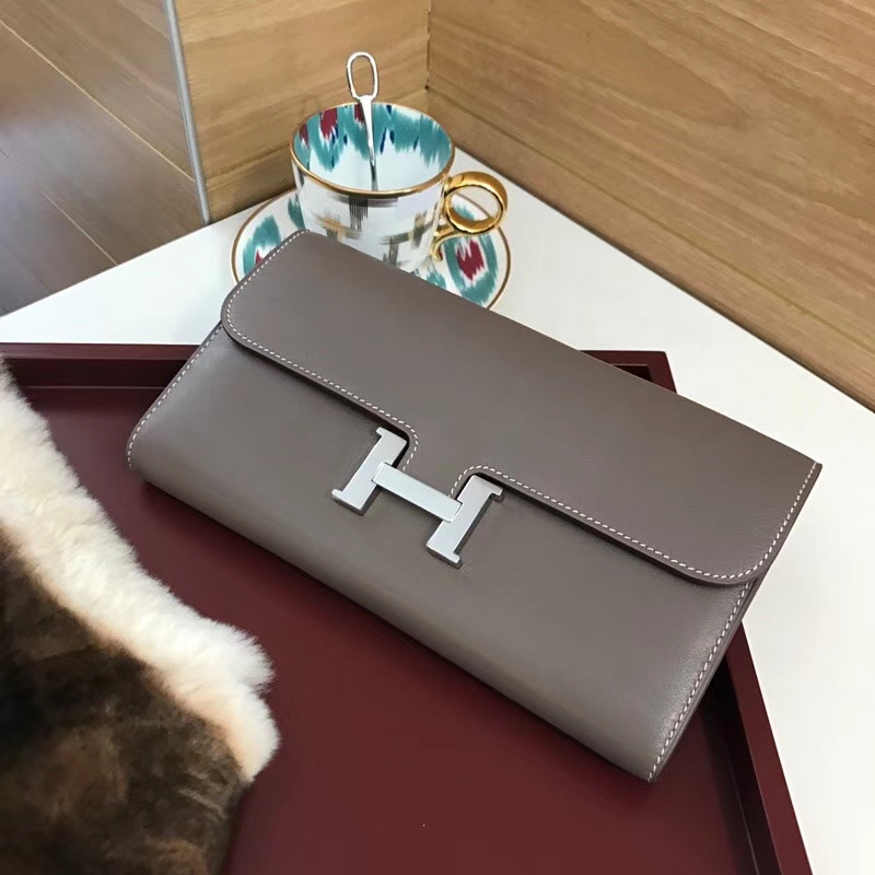 Constance Swift HERMES 爱马仕长款H扣钱包 8F 锡器灰 Etain