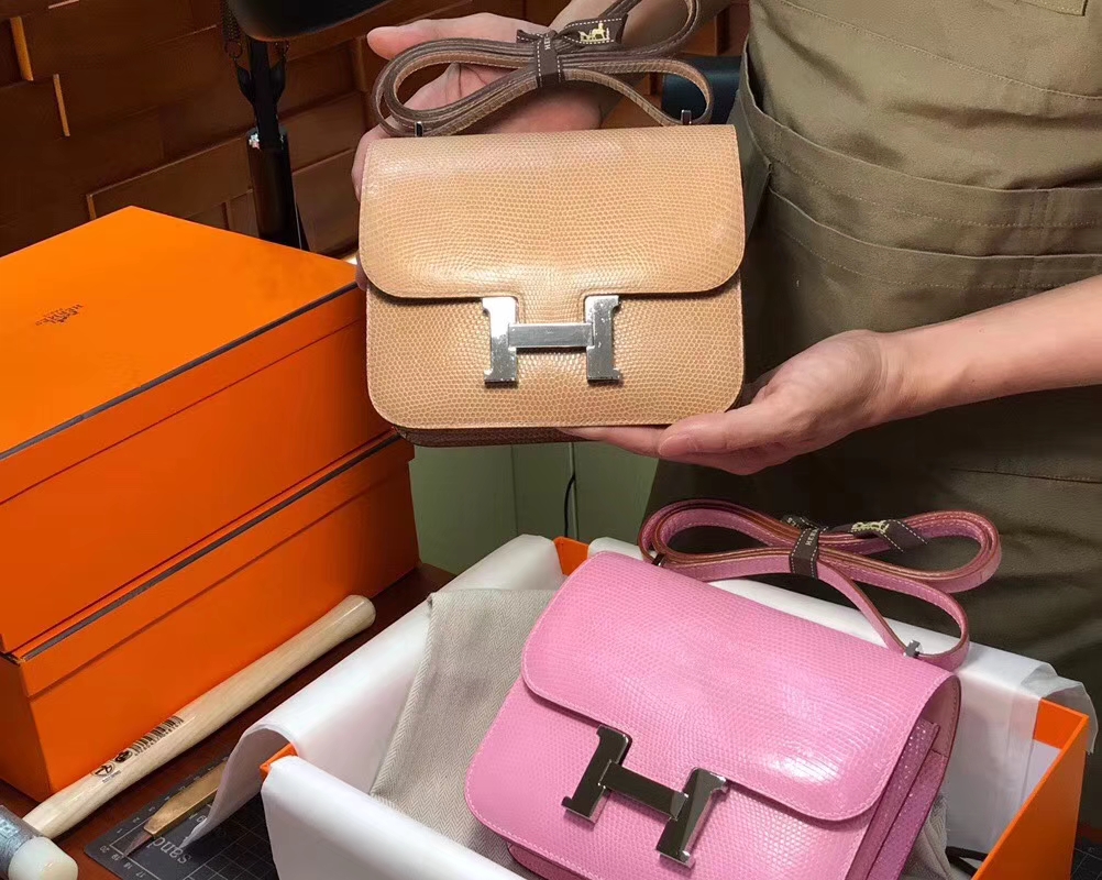 Hermes 爱马仕 空姐包 Constance 蜥蜴皮 cc14 杏色 beige 定制15-20天发货 配全套专柜原版包装