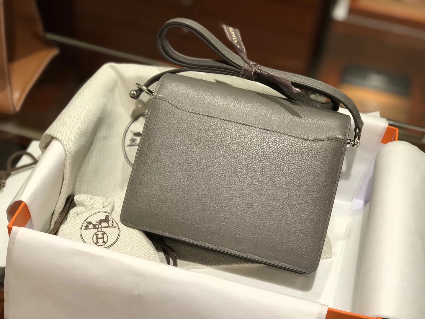 HERMES 爱马仕 roulis 18cm 8F 锡器灰 Etain