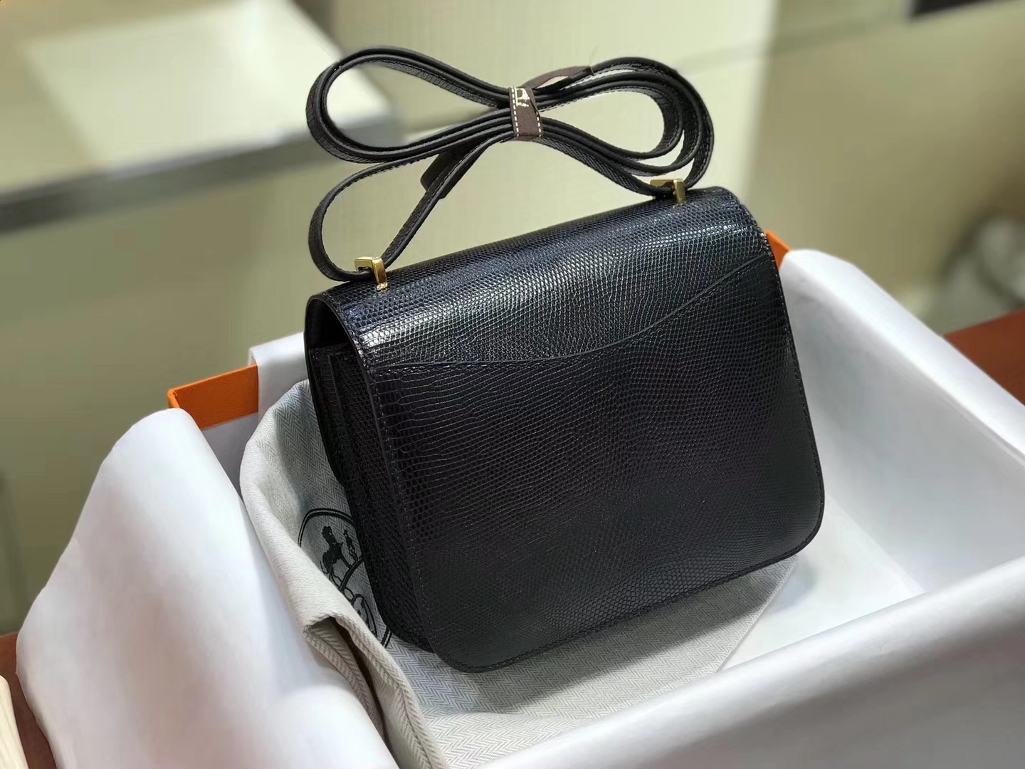 Hermes 爱马仕 空姐包 Constance 蜥蜴皮89 Nior 黑色 定制15-20天发货 配全套专柜原版包装