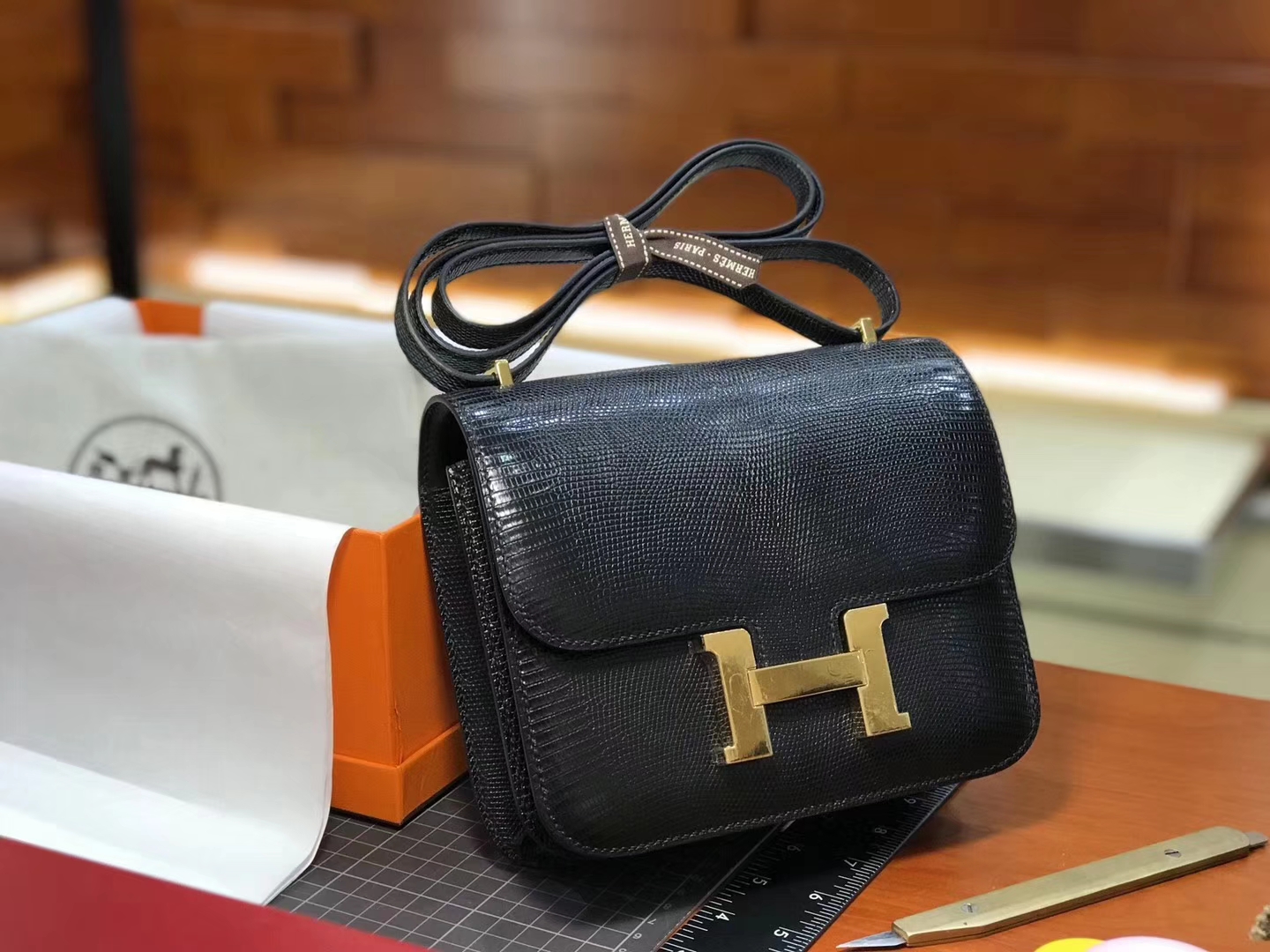Hermes 爱马仕 空姐包 Constance 蜥蜴皮89 Nior 黑色 定制15-20天发货 配全套专柜原版包装