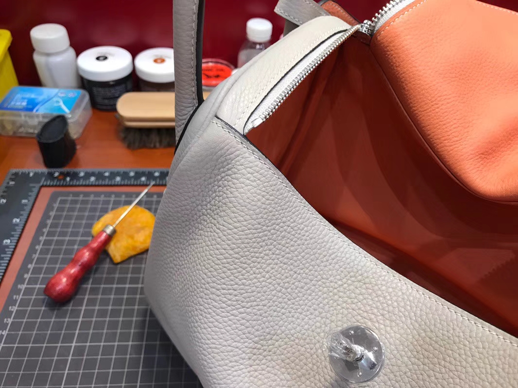 HERMES Lindy 26cm 30cm Clemence 80珍珠灰 Gris perle 拼 5L龙虾粉