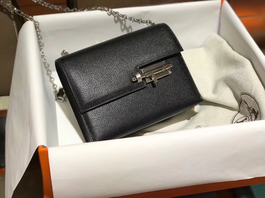 HERMES Verrou 18cm 山羊皮 89黑色 Noir