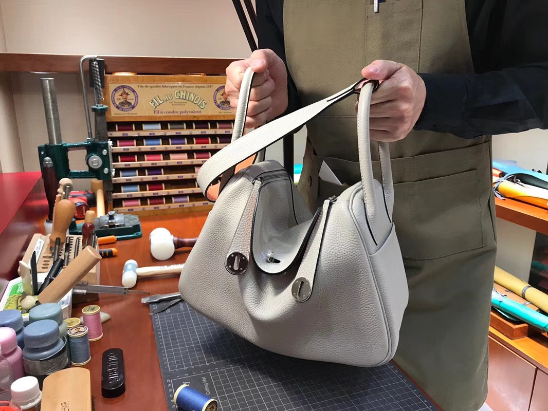 HERMES Lindy 26cm 30cm Clemence 80珍珠灰 Gris perle 拼 5L龙虾粉