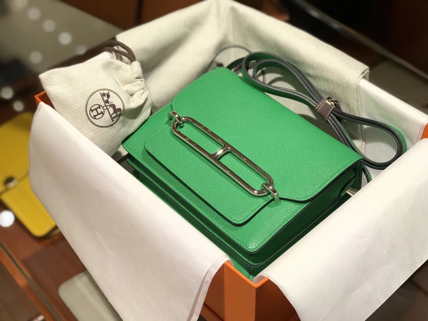 HERMES 爱马仕 roulis 18cm 1K竹子绿Bamdou
