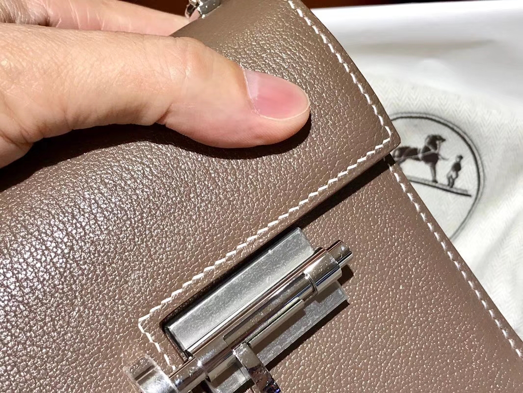 HERMES Verrou 18cm 山羊皮 8C大象灰 Etoupe