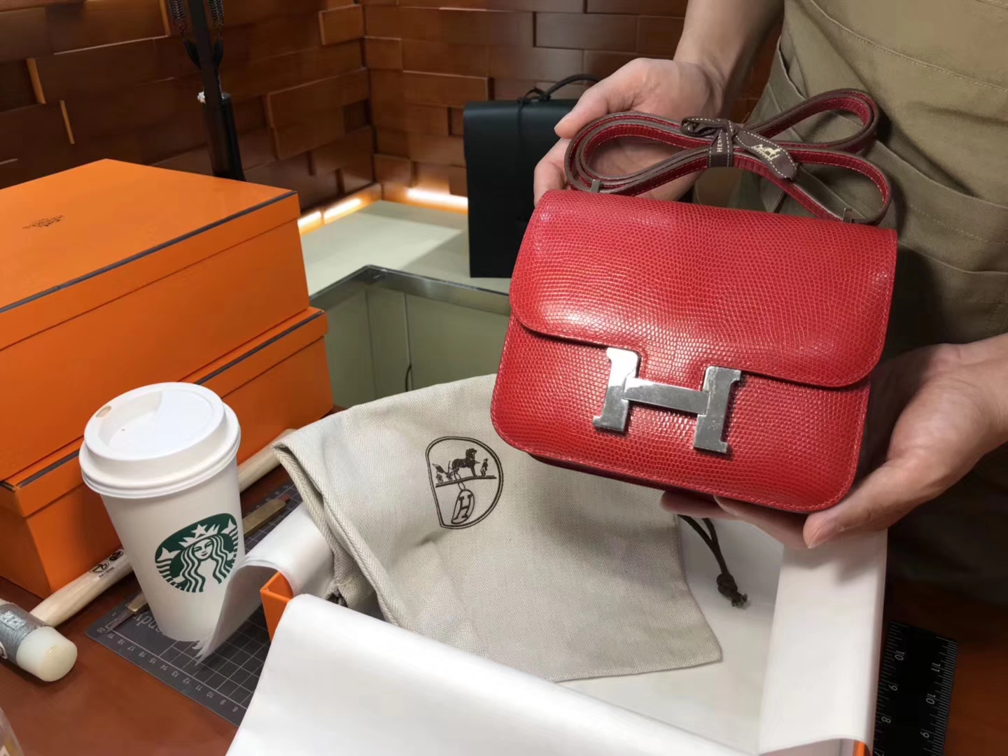 Hermes 爱马仕 空姐包 Constance 蜥蜴皮 s5 番茄红 rouge tomate 定制15-20天发货 配全套专柜原版包装