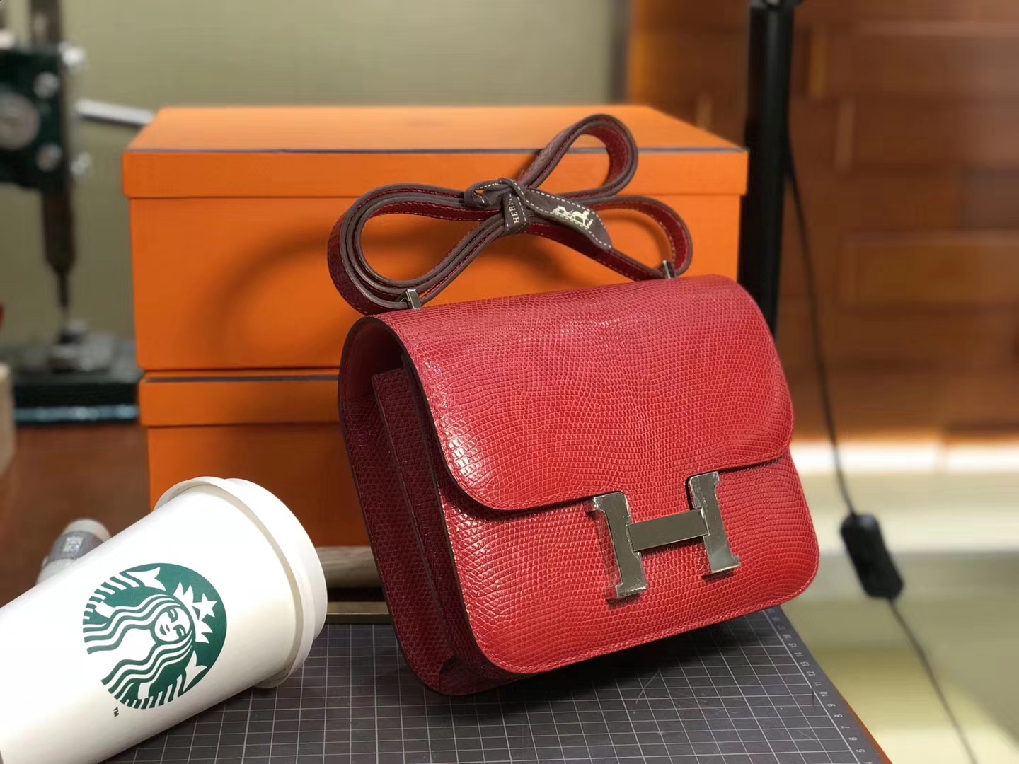 Hermes 爱马仕 空姐包 Constance 蜥蜴皮 s5 番茄红 rouge tomate 定制15-20天发货 配全套专柜原版包装