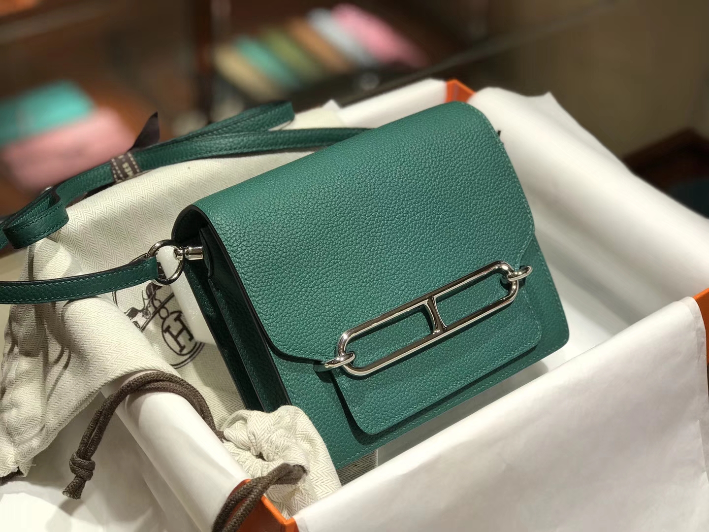 HERMES 爱马仕 roulis 18cm Z6 孔雀绿