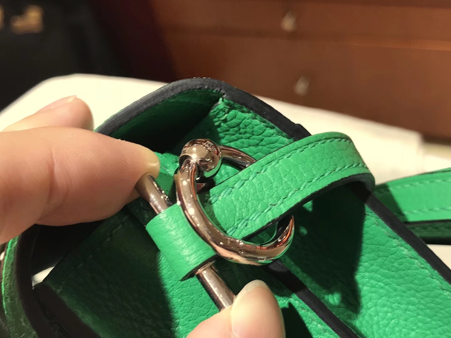 HERMES 爱马仕 roulis 18cm 1K竹子绿Bamdou
