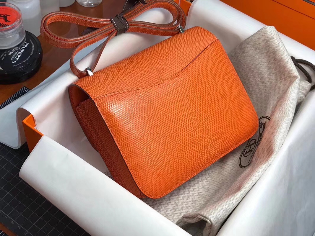 Hermes 爱马仕 空姐包 Constance 蜥蜴皮 经典橙色 CK93 Orange 定制15-20天发货 配全套专柜原版包装