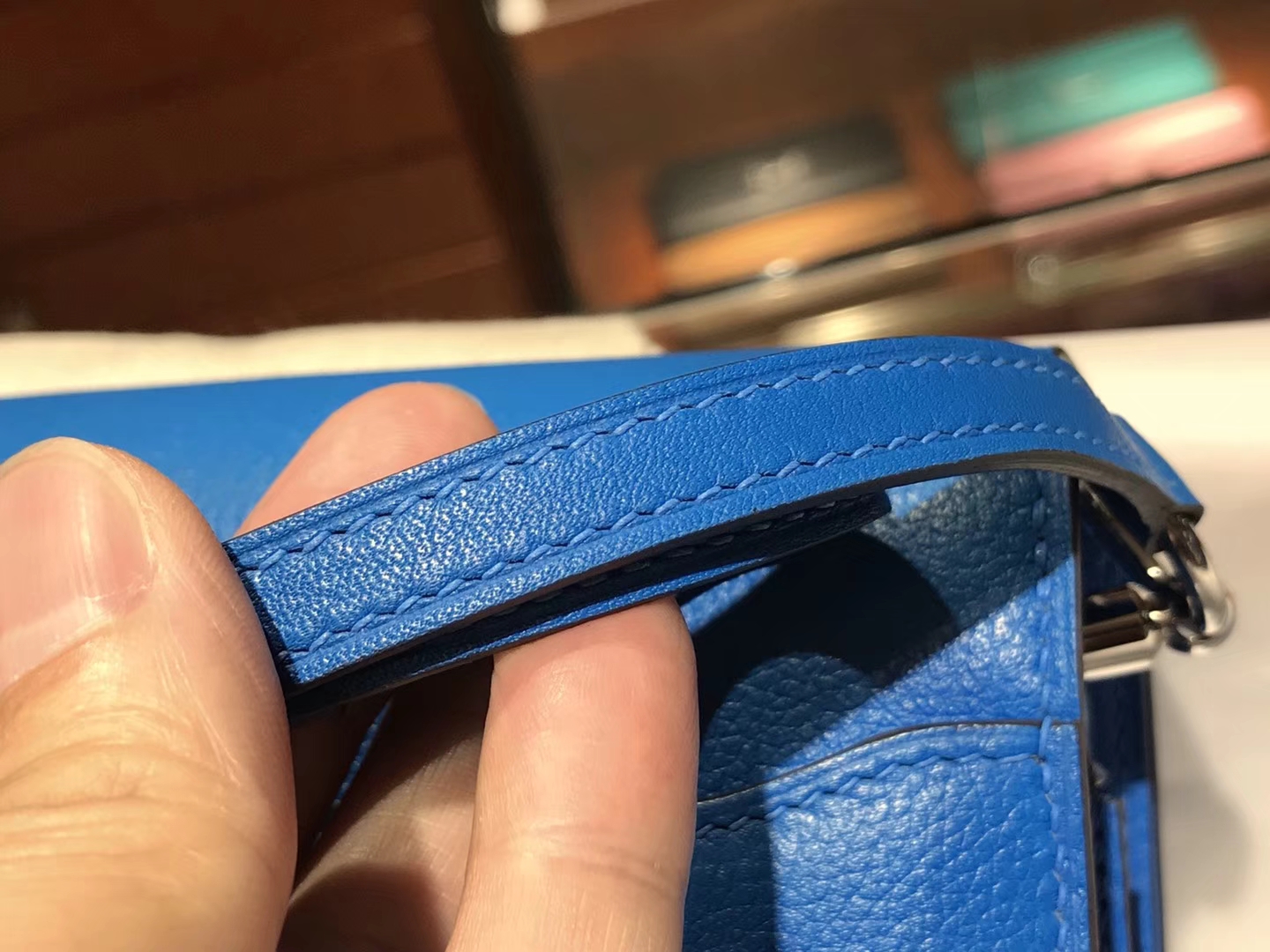 HERMES 爱马仕 roulis 18cm T7 水妖蓝 Blue Hydra