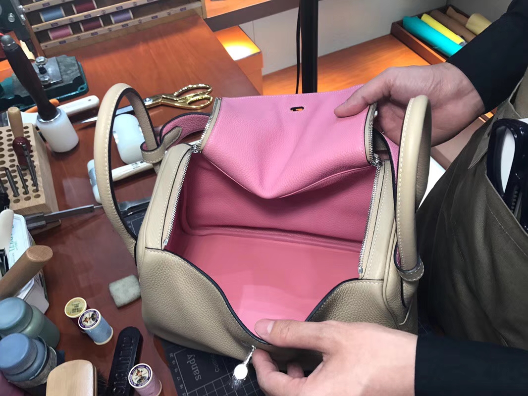HERMES Lindy 26cm 30cm Clemence 81斑鸠灰Gris Tourterelle拼5P樱花粉