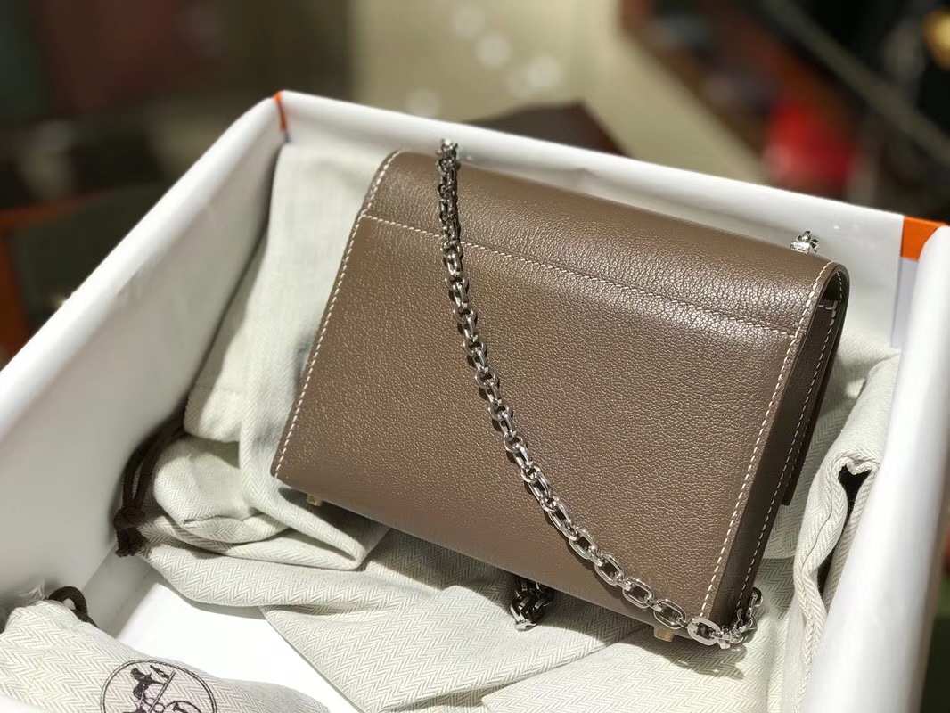 HERMES Verrou 18cm 山羊皮 8C大象灰 Etoupe