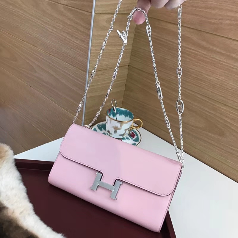 Constance 长款H扣钱包 HERMES 爱马仕 5p 樱花粉