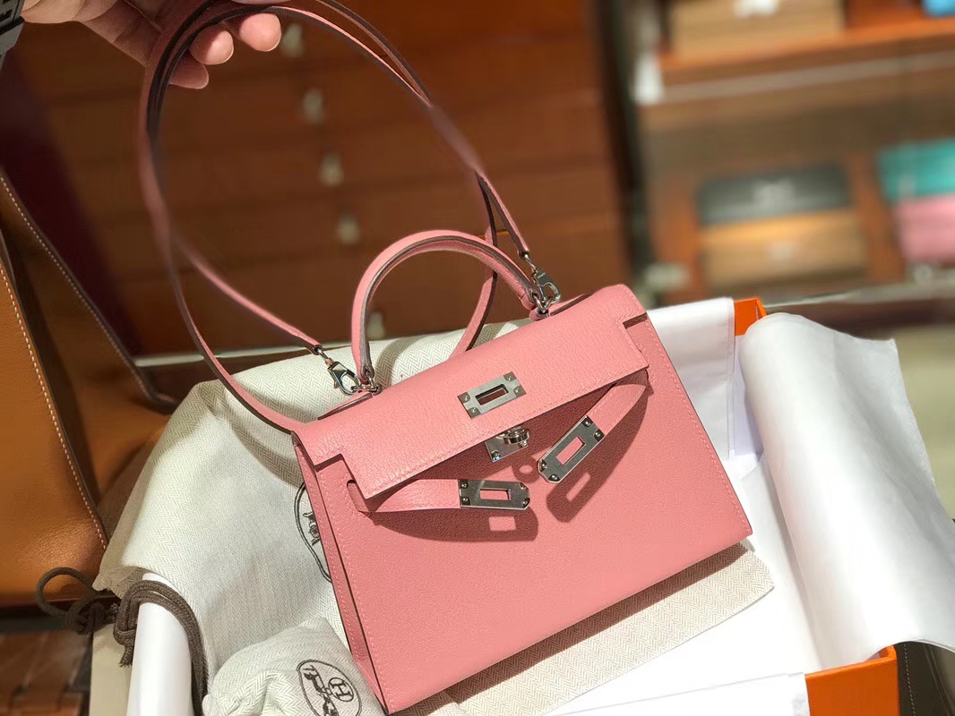 HERMES 爱马仕 Mini Kelly || 20cm 山羊皮 3Q 奶昔粉