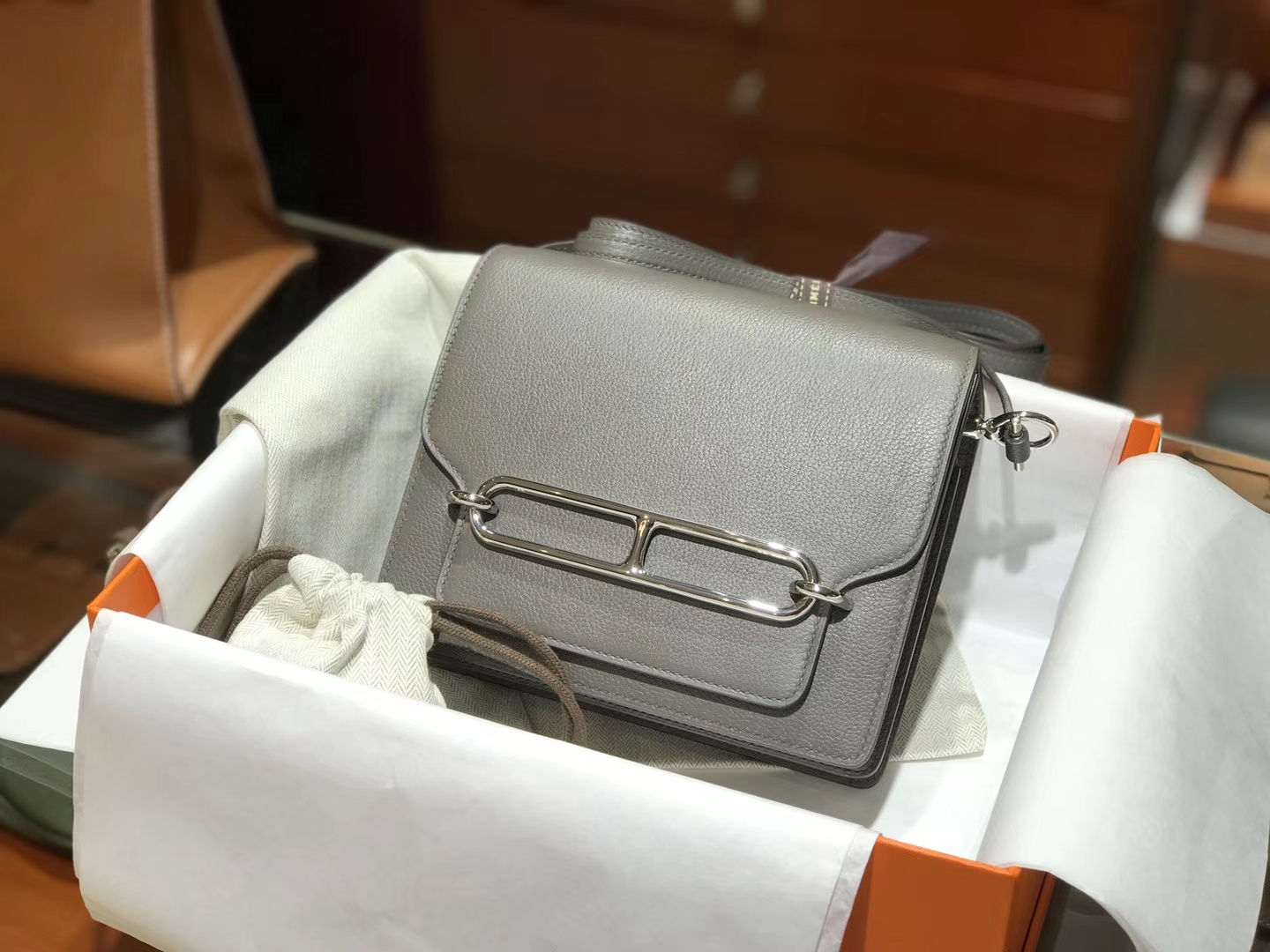 HERMES 爱马仕 roulis 18cm 8F 锡器灰 Etain