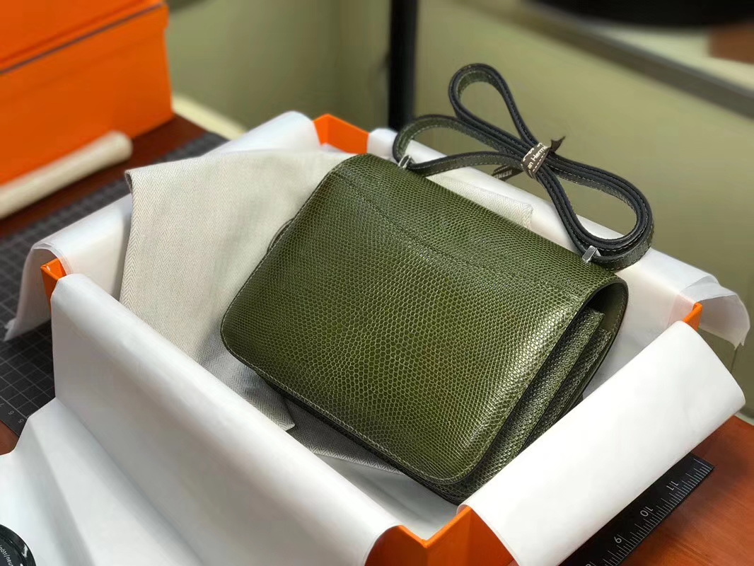 Hermes 爱马仕 空姐包 Constance 蜥蜴皮 6H Veronese 橄榄绿 定制15-20天发货 配全套专柜原版包装