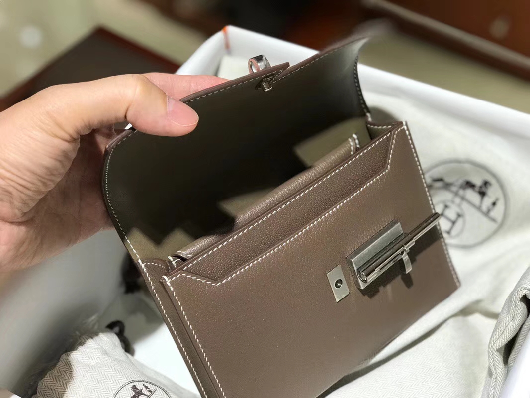 HERMES Verrou 18cm 山羊皮 8C大象灰 Etoupe