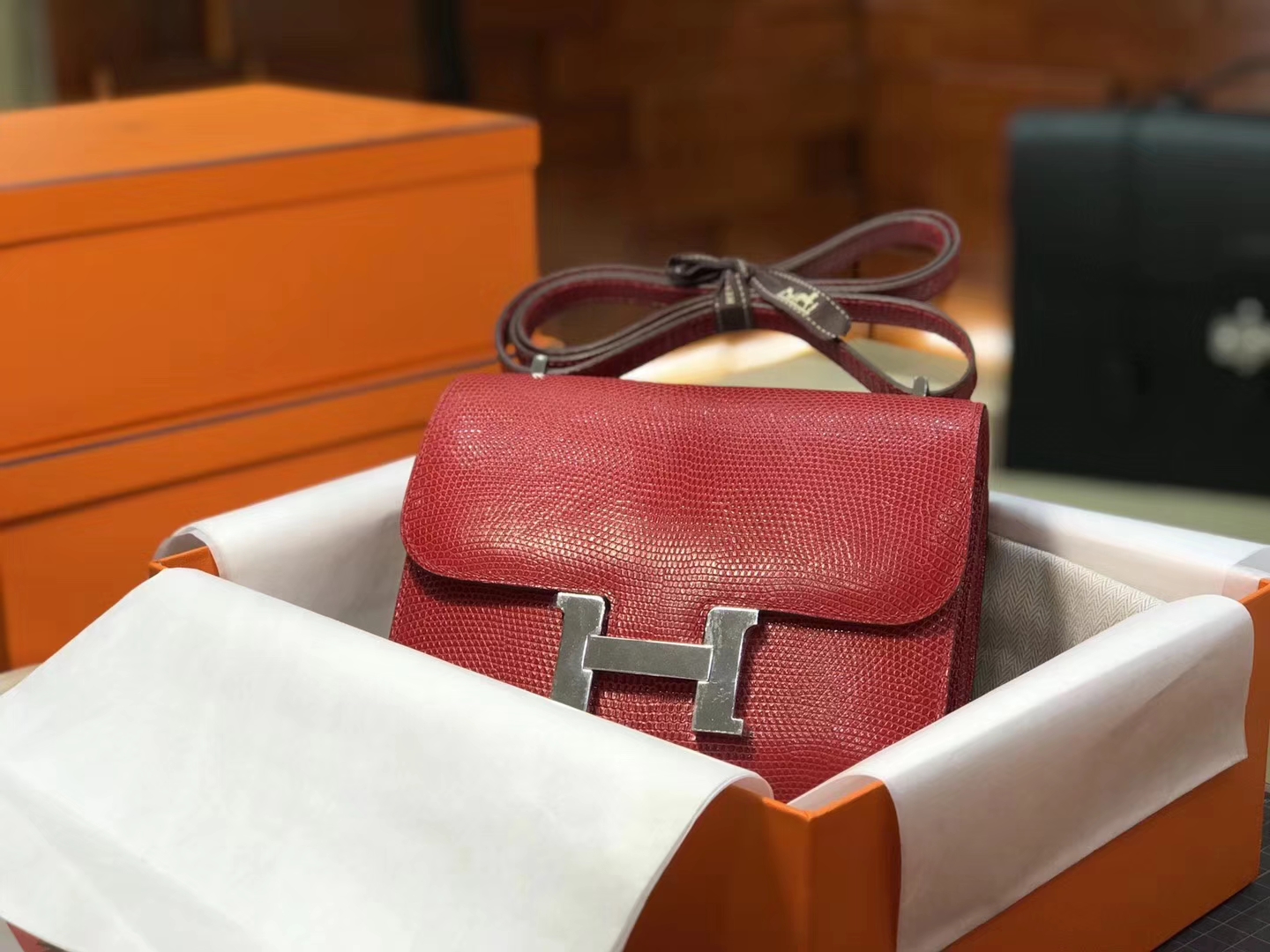 Hermes 爱马仕 空姐包 Constance 蜥蜴皮 s5 番茄红 rouge tomate 定制15-20天发货 配全套专柜原版包装