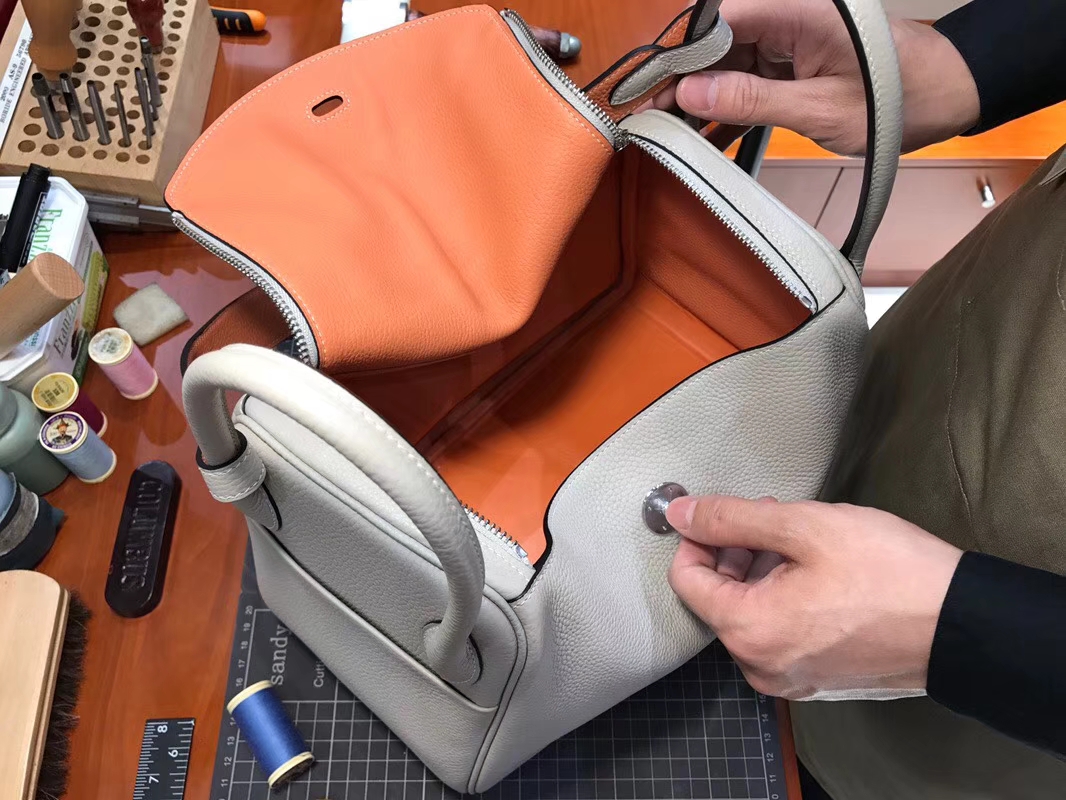 HERMES Lindy 26cm 30cm Clemence 80珍珠灰 Gris perle 拼 5L龙虾粉