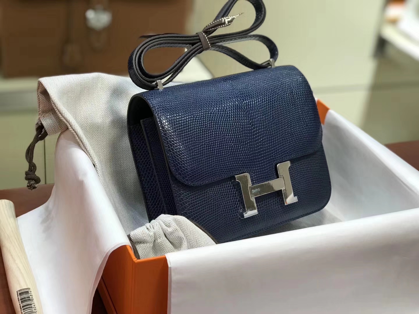 Hermes 爱马仕 空姐包 Constance 蜥蜴皮 CKN7 风暴蓝 Bleu Tempete 定制15-20天发货 配全套专柜原版包装