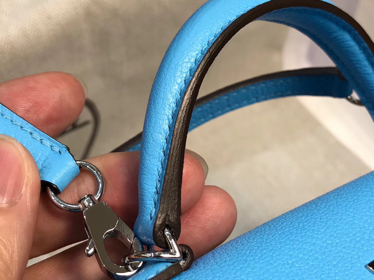 HERMES 爱马仕 Mini Kelly二代 Chevre皮 海蓝 7A