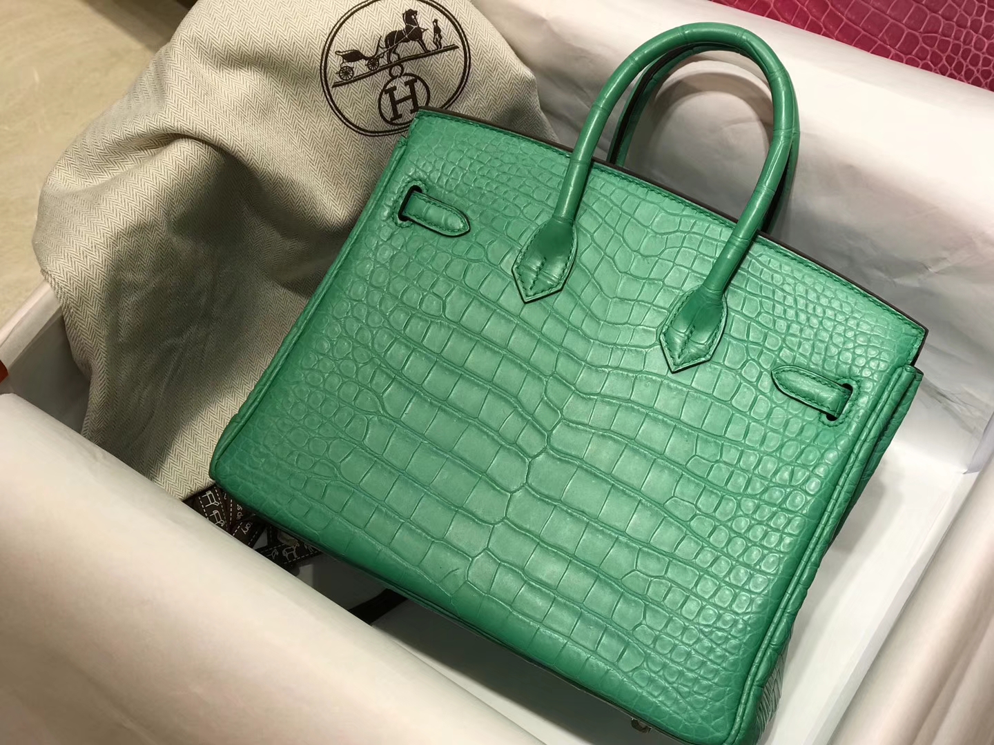 爱马仕 HERMES 铂金包 Birkin 配全套专柜原版包装 全球发售 1K竹子绿 Bamboo