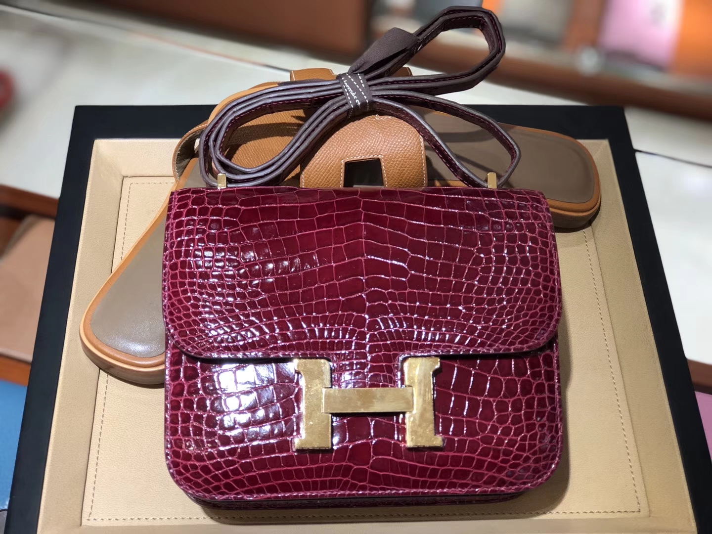 F5 勃艮第酒红色 Bourgogne HERMES 爱马仕 空姐包 Constance