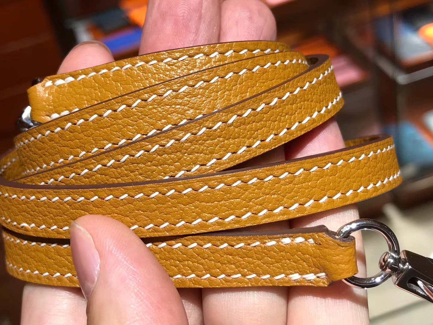 HERMES 爱马仕 Mini Kelly二代 Chevre皮 金棕色 2H