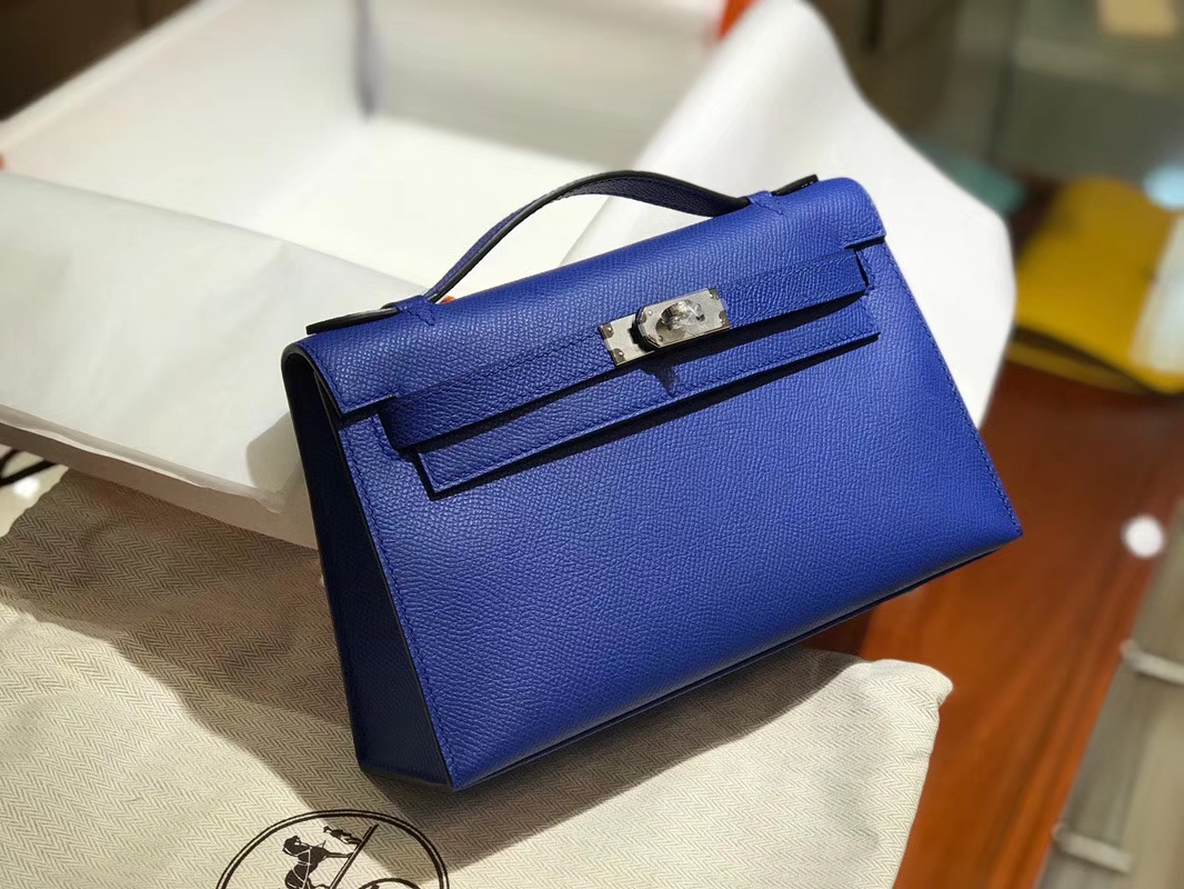 HERMES 爱马仕 Mini Kelly 22cm 手拎包 7T电光蓝 Bleu Electrique