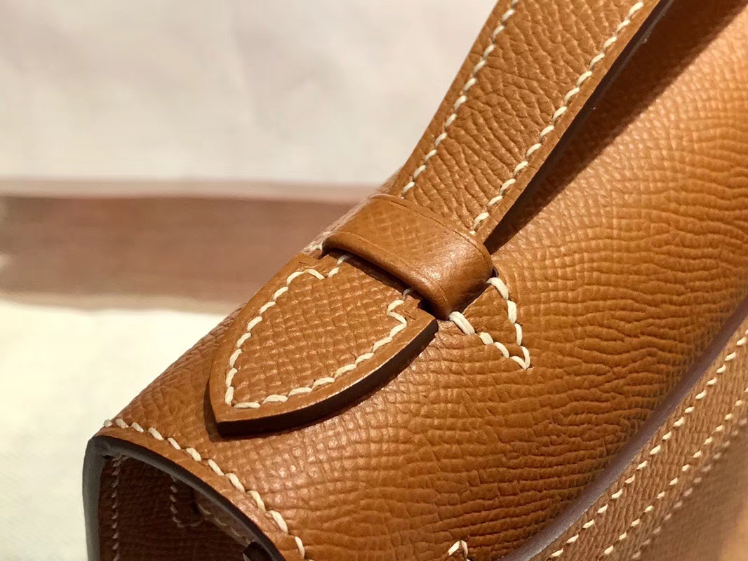 HERMES 爱马仕 Mini Kelly 22cm 手拎包 2H金棕色kraft