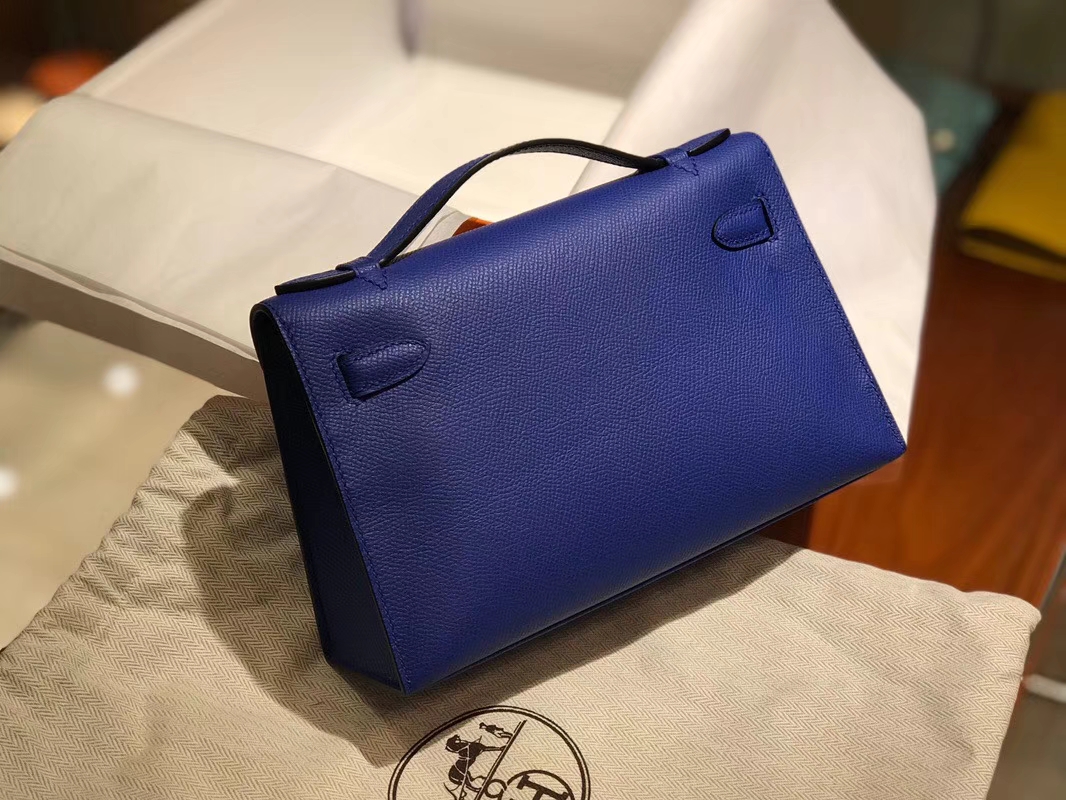 HERMES 爱马仕 Mini Kelly 22cm 手拎包 7T电光蓝 Bleu Electrique