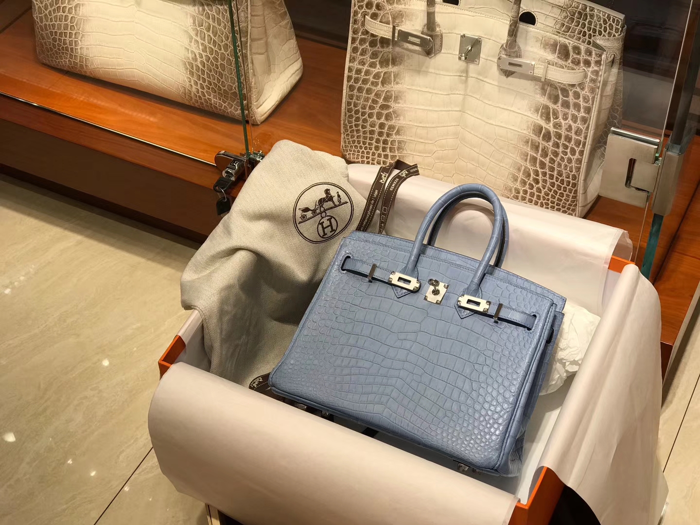 爱马仕 HERMES 铂金包 Birkin 配全套专柜原版包装 全球发售 b3 坦桑尼亚蓝 zanzibar blue
