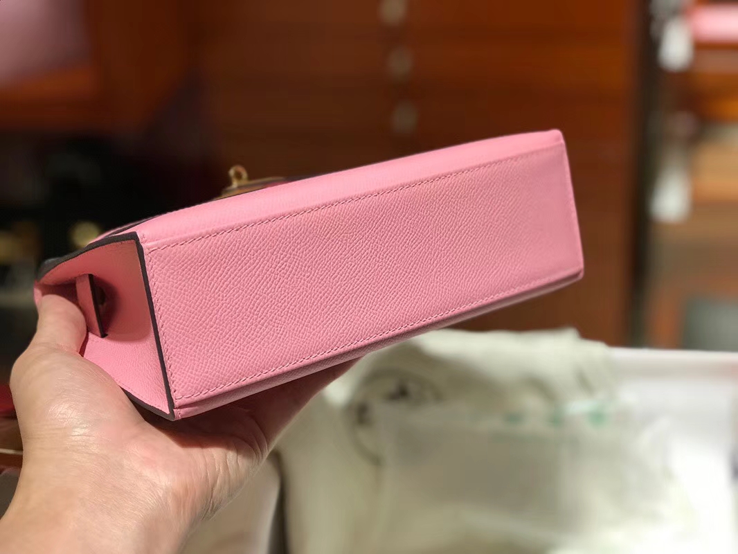 HERMES Mini Kelly 22cm 手拎包 3Q 奶昔粉