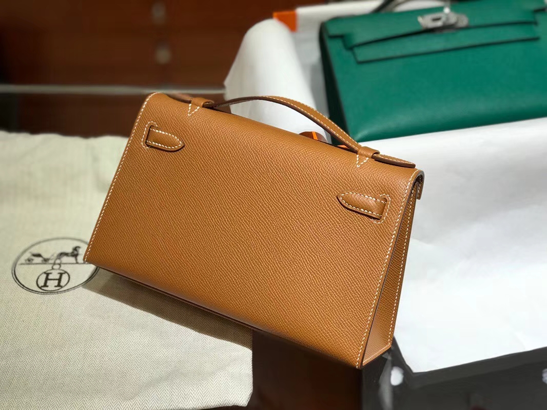 HERMES 爱马仕 Mini Kelly 22cm 手拎包 2H金棕色kraft
