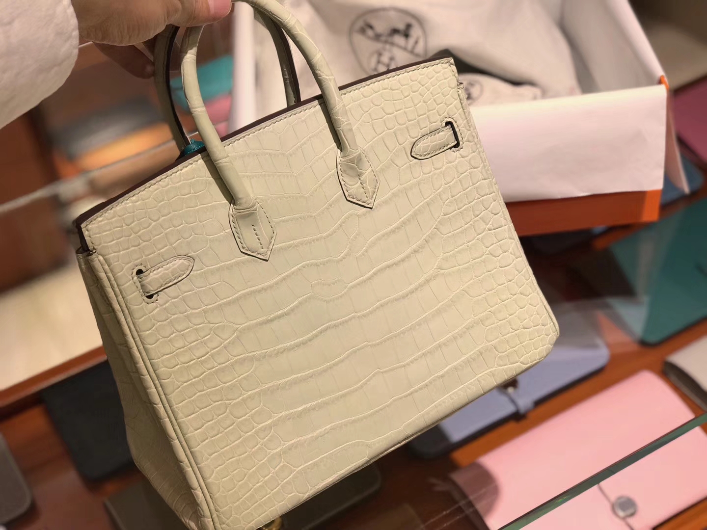 HERMES 爱马仕 Brikin 25cm 8L冰川白