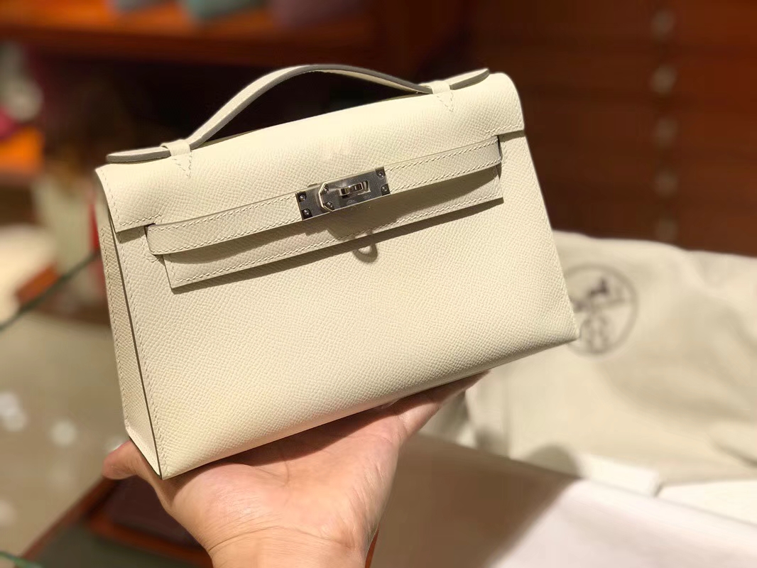 HERMES Mini Kelly 22cm 手拎包 奶昔白