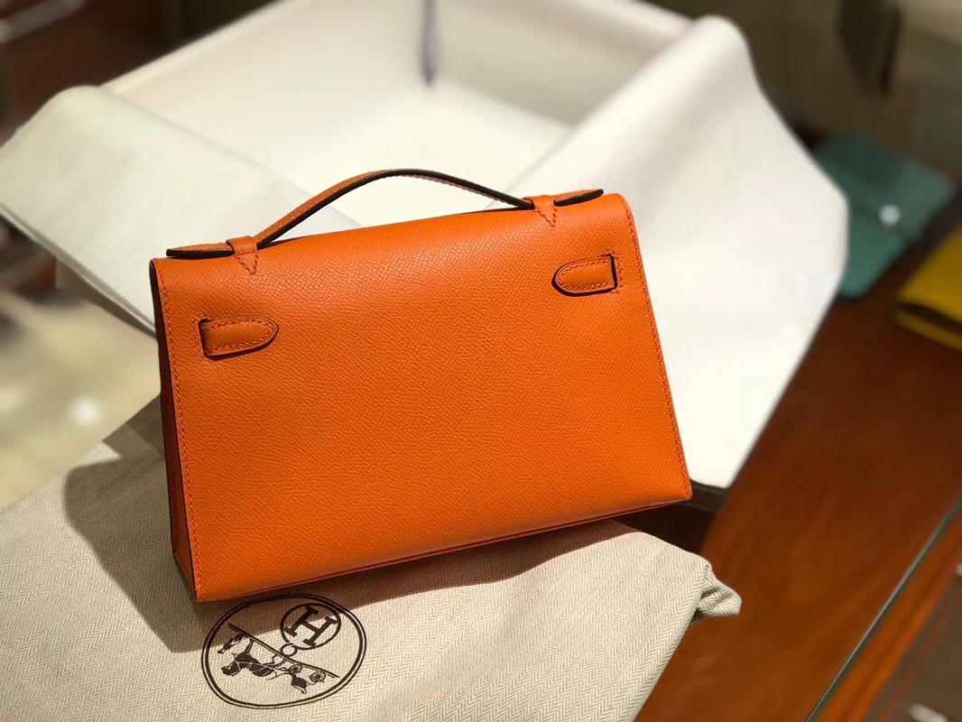 HERMES 爱马仕 Mini Kelly 22cm 手拎包 93橙色Orange