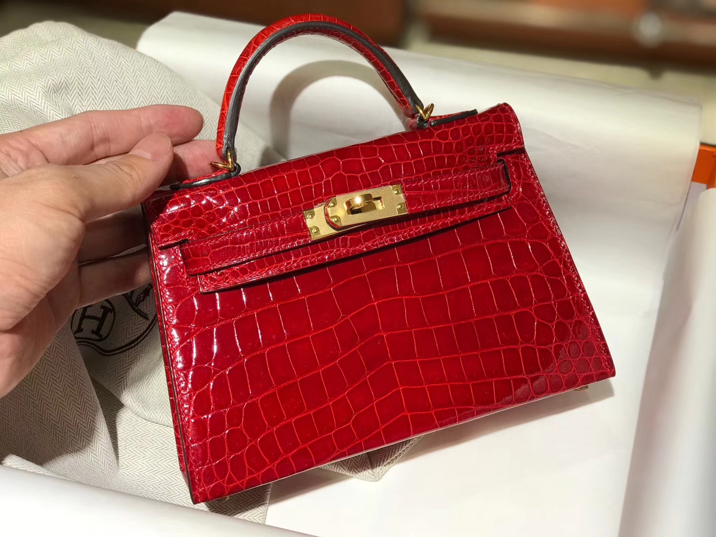 HERMES 爱马仕 Mini kelly 二代 20cm 法拉利红