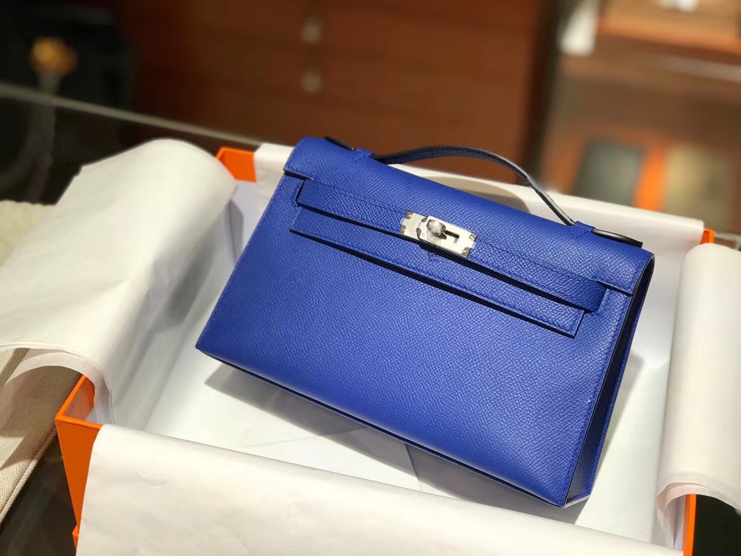 HERMES 爱马仕 Mini Kelly 22cm 手拎包 7T电光蓝 Bleu Electrique