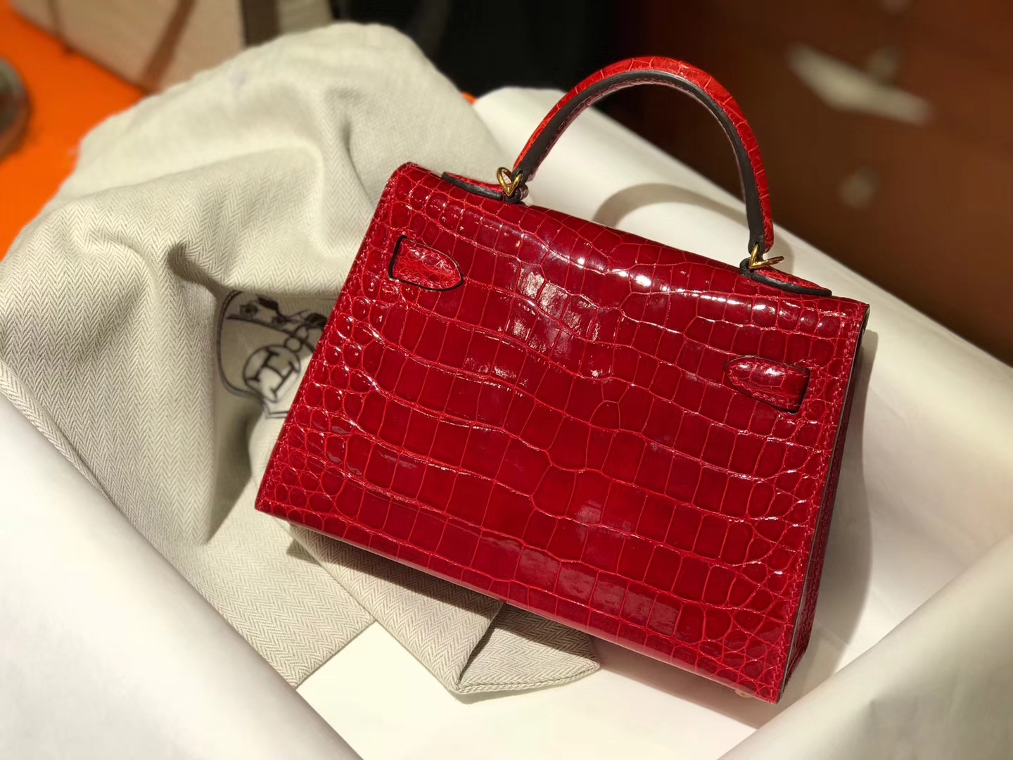 HERMES 爱马仕 Mini kelly 二代 20cm 法拉利红